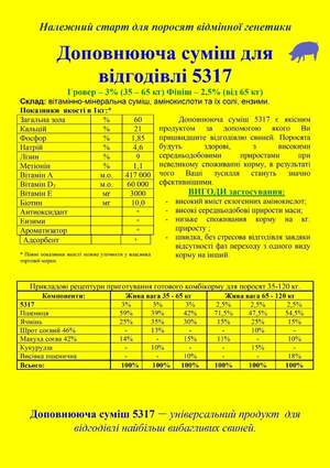 Доповнююча суміш для    відгодівлі 5317 25 кг